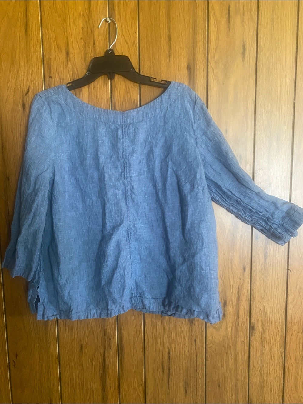 Charter Club Blue Linen Scoop-Neck Relaxed Top